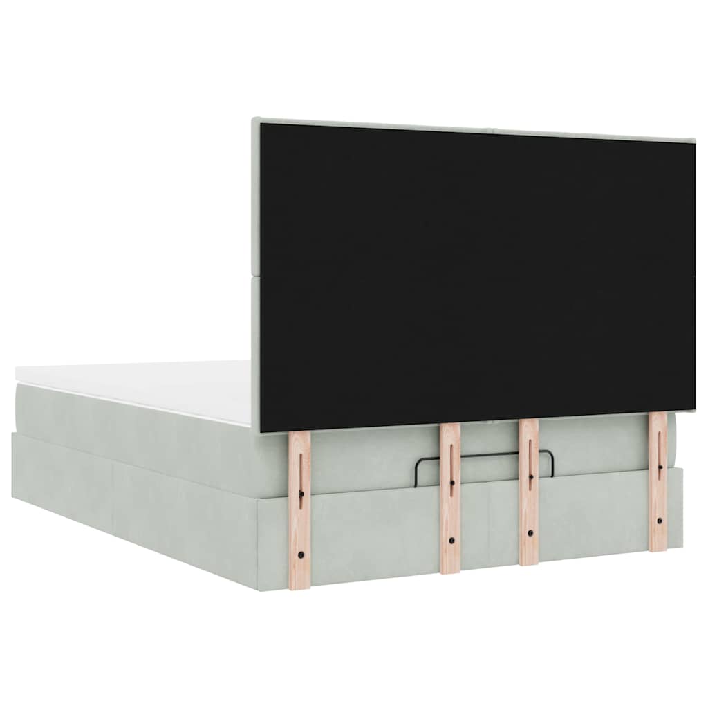 Ottoman Bed with Mattresses Light Grey 140x200cm Velvet