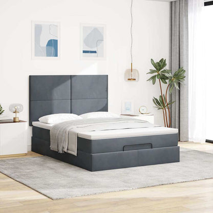 Ottoman Bed with Mattresses Dark Grey 140x200cm Velvet