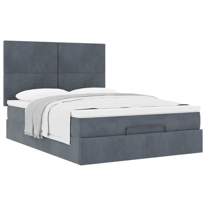 Ottoman Bed with Mattresses Dark Grey 140x200cm Velvet