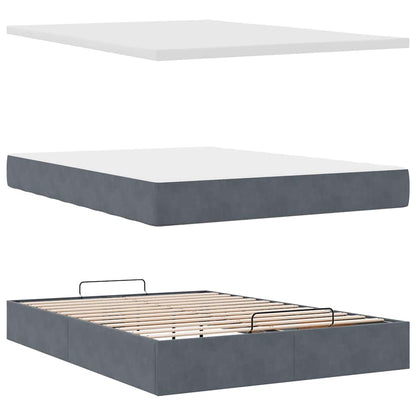 Ottoman Bed with Mattresses Dark Grey 140x200cm Velvet