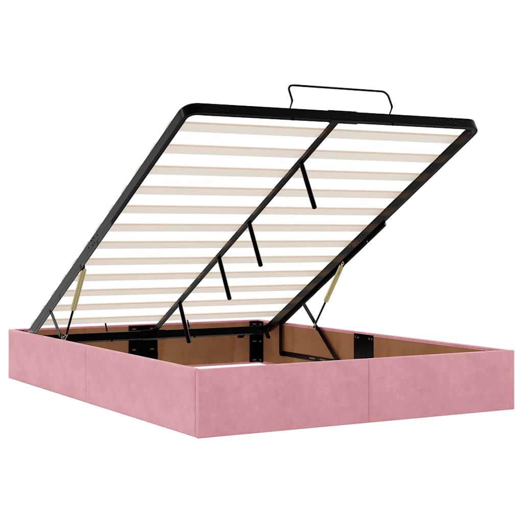 Ottoman Bed with Mattresses Pink 140x200cm Velvet