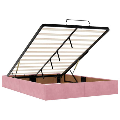 Ottoman Bed with Mattresses Pink 140x200cm Velvet