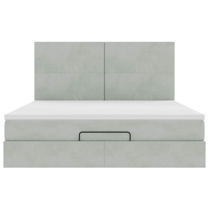 Ottoman Bed with Mattresses Light Grey 160x200cm Velvet