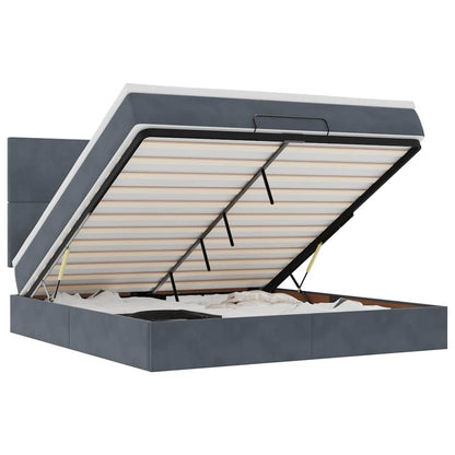 Ottoman Bed with Mattresses Dark Grey 160x200cm Velvet