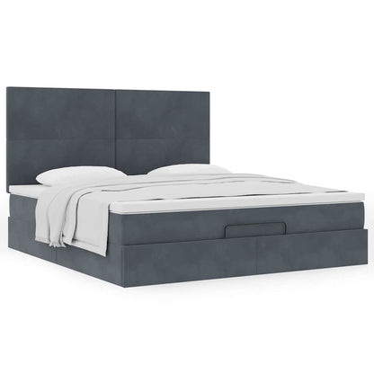 Ottoman Bed with Mattresses Dark Grey 160x200cm Velvet