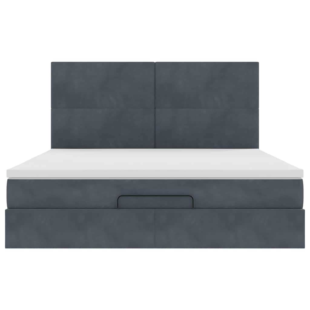 Ottoman Bed with Mattresses Dark Grey 160x200cm Velvet