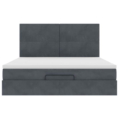 Ottoman Bed with Mattresses Dark Grey 160x200cm Velvet