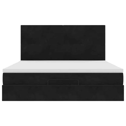 Ottoman Bed with Mattresses Black 160x200cm Velvet