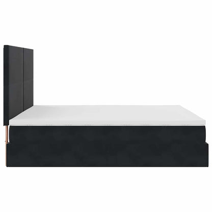 Ottoman Bed with Mattresses Black 160x200cm Velvet