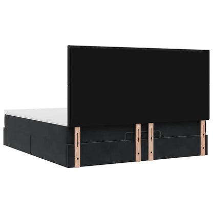 Ottoman Bed with Mattresses Black 160x200cm Velvet