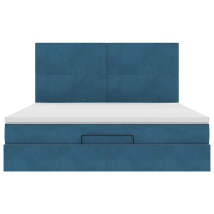 Ottoman Bed with Mattresses Dark Blue 160x200cm Velvet