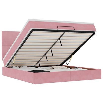 Ottoman Bed with Mattresses Pink 180x200cm Velvet