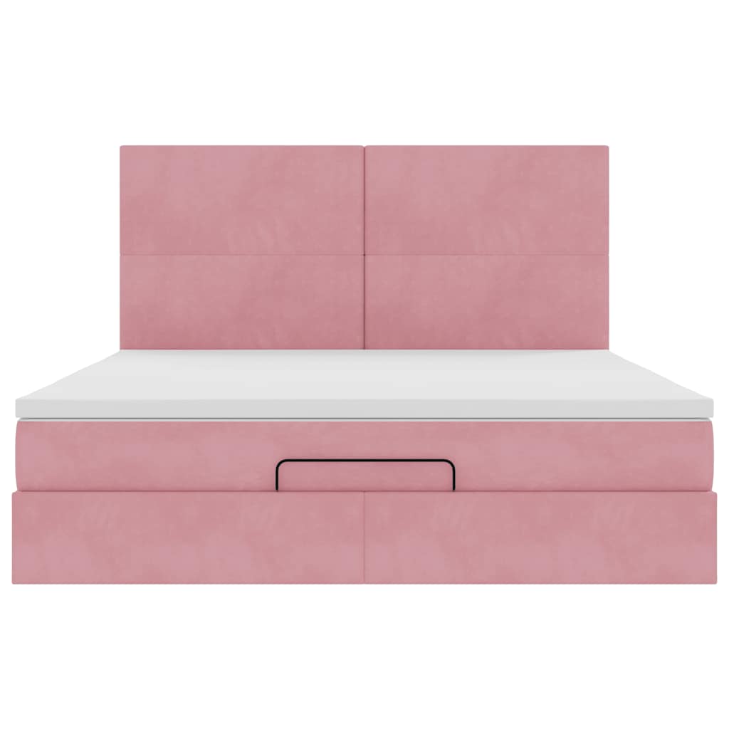 Ottoman Bed with Mattresses Pink 180x200cm Velvet