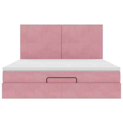 Ottoman Bed with Mattresses Pink 180x200cm Velvet