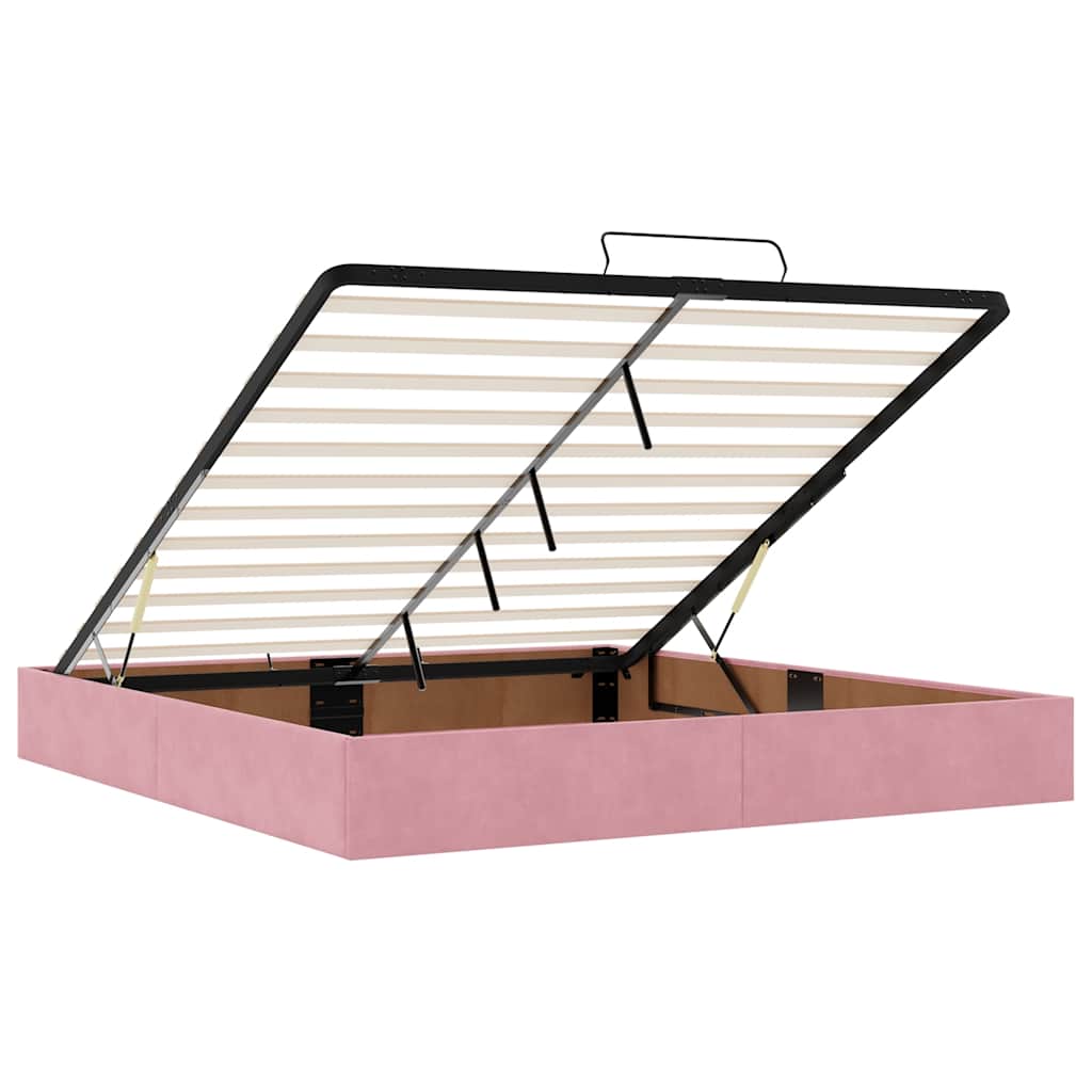 Ottoman Bed with Mattresses Pink 180x200cm Velvet