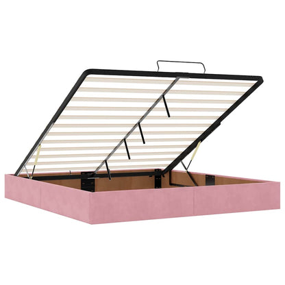 Ottoman Bed with Mattresses Pink 180x200cm Velvet