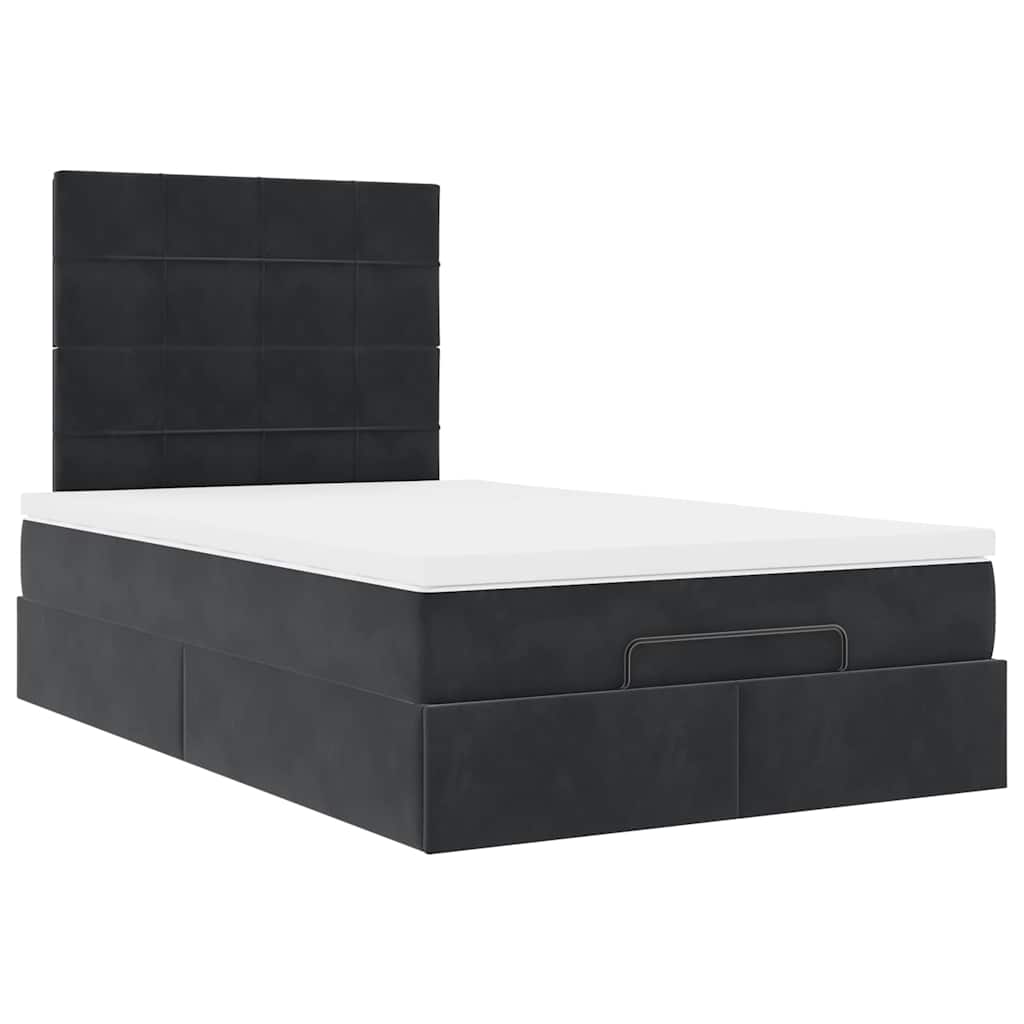 Ottoman Bed with Mattresses Black 120x200cm Velvet