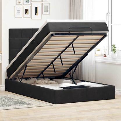 Ottoman Bed with Mattresses Black 120x200cm Velvet
