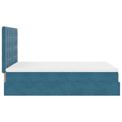 Ottoman Bed with Mattresses Dark Blue 140x190cm Velvet
