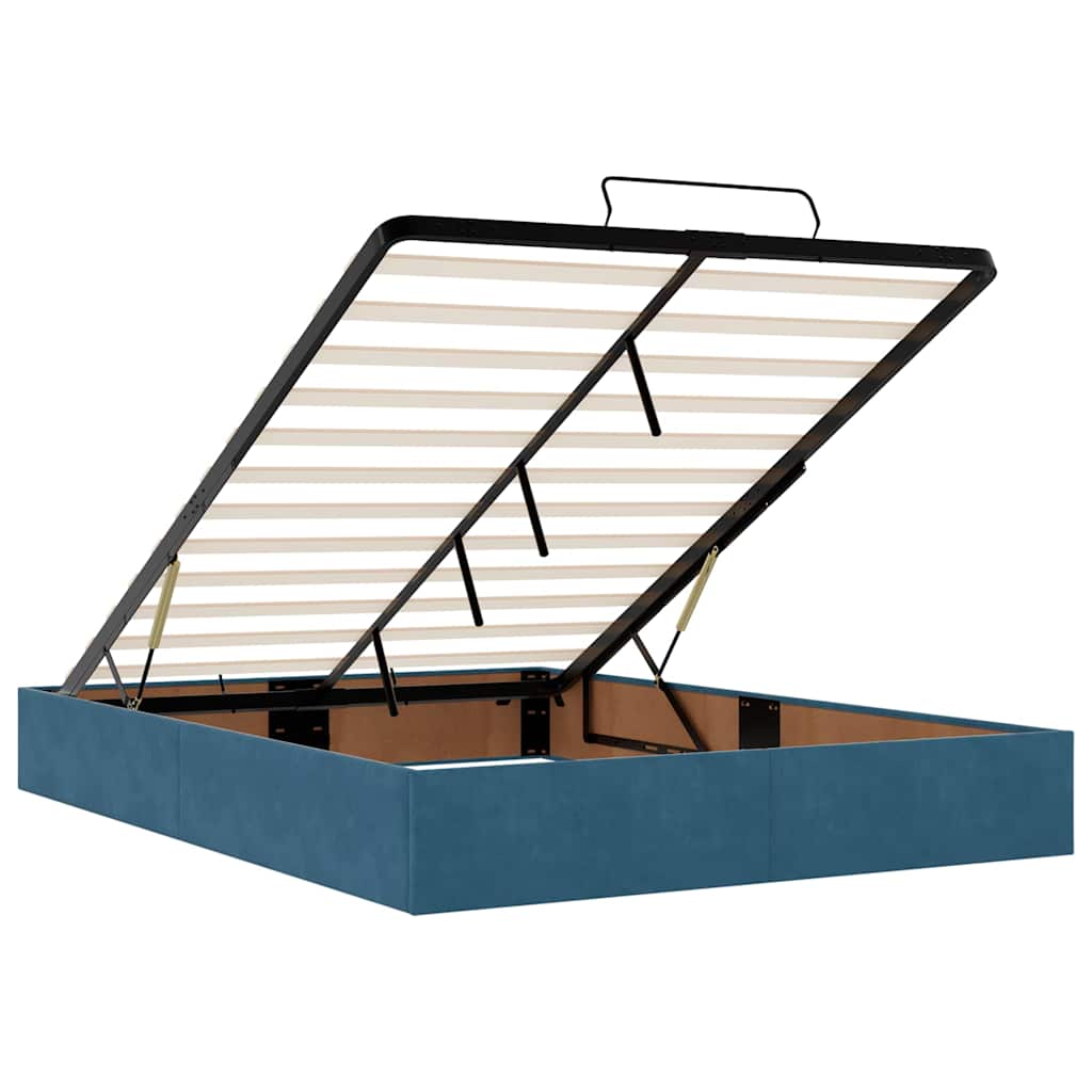 Ottoman Bed with Mattresses Dark Blue 140x190cm Velvet