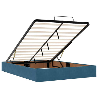 Ottoman Bed with Mattresses Dark Blue 140x200cm Velvet