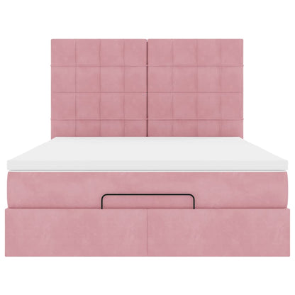 Ottoman Bed with Mattresses Pink 140x200cm Velvet