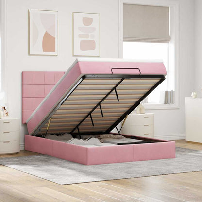 Ottoman Bed with Mattresses Pink 140x200cm Velvet