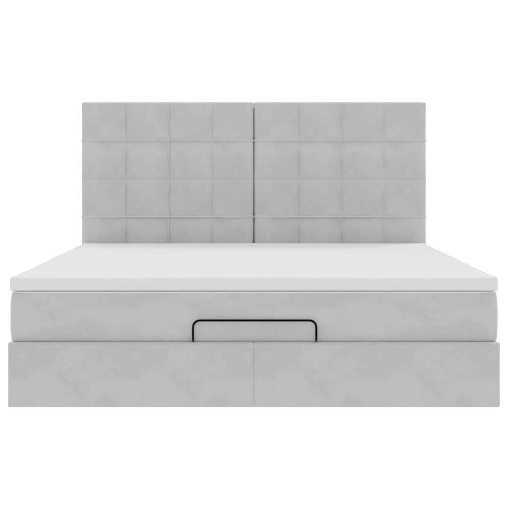 Ottoman Bed with Mattresses Light Grey 160x200cm Velvet