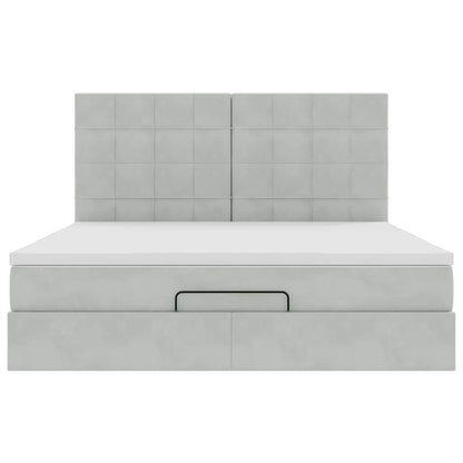 Ottoman Bed with Mattresses Light Grey 160x200cm Velvet