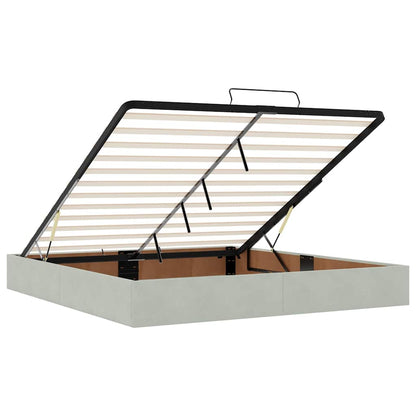 Ottoman Bed with Mattresses Light Grey 160x200cm Velvet