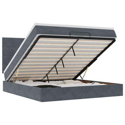 Ottoman Bed with Mattresses Dark Grey 160x200cm Velvet