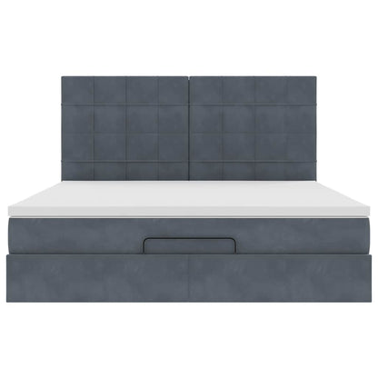 Ottoman Bed with Mattresses Dark Grey 160x200cm Velvet