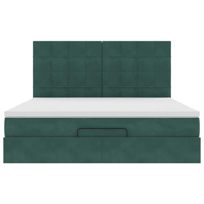Ottoman Bed with Mattresses Dark Green 160x200cm Velvet