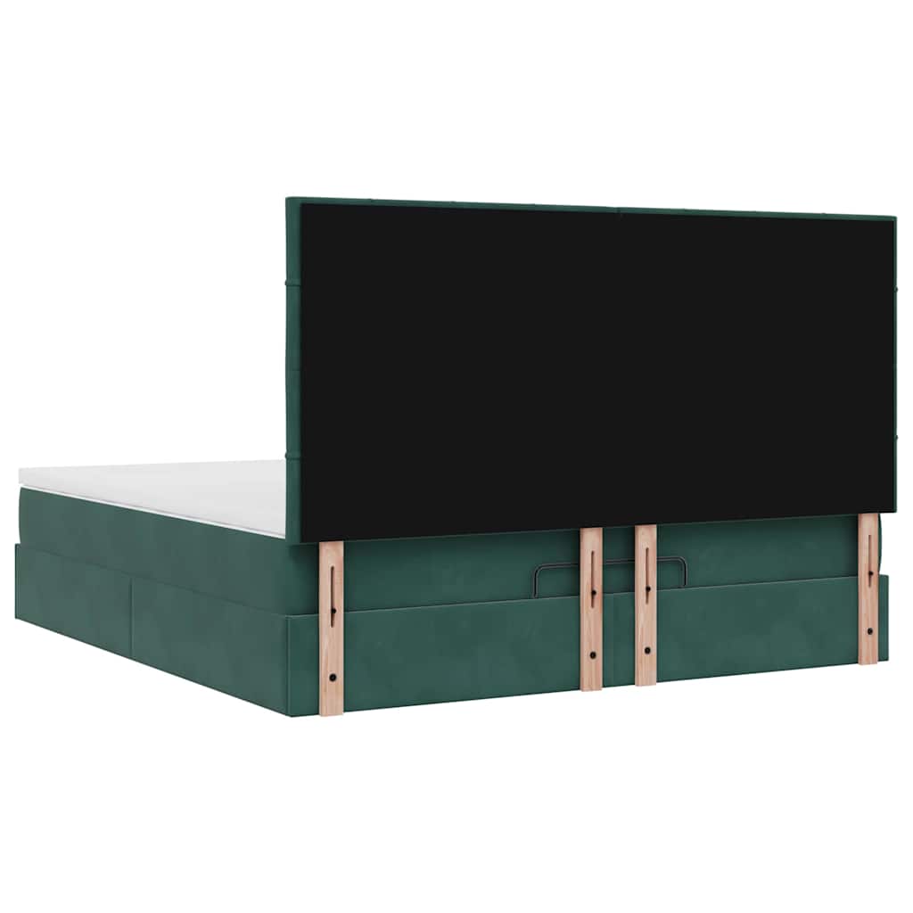 Ottoman Bed with Mattresses Dark Green 160x200cm Velvet