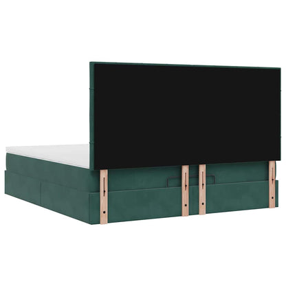 Ottoman Bed with Mattresses Dark Green 160x200cm Velvet
