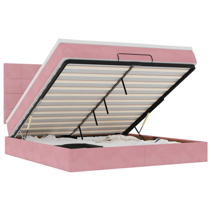 Ottoman Bed with Mattresses Pink 180x200cm Velvet