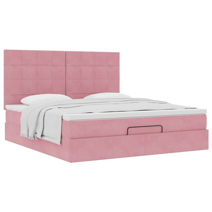 Ottoman Bed with Mattresses Pink 180x200cm Velvet
