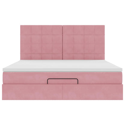 Ottoman Bed with Mattresses Pink 180x200cm Velvet