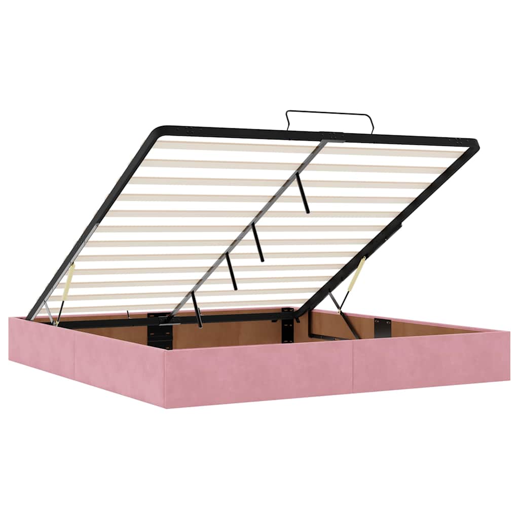 Ottoman Bed with Mattresses Pink 180x200cm Velvet