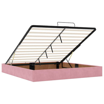 Ottoman Bed with Mattresses Pink 180x200cm Velvet