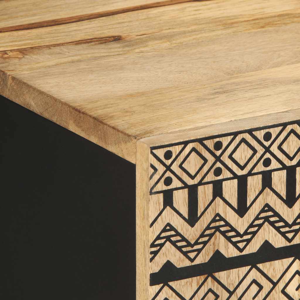 TV Cabinet Black 105x33.5x46 cm Solid Rough Wood Mango