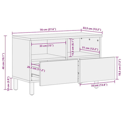TV Cabinet Black 70x33.5x46 cm Solid Rough Wood Mango