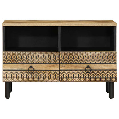 TV Cabinet Black 70x33.5x46 cm Solid Rough Wood Mango