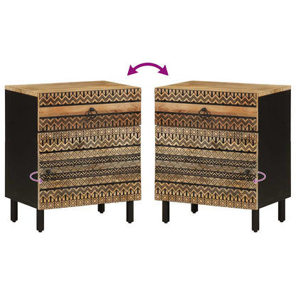 Bed Cabinet Black 50x33x60 cm Solid Rough Wood Mango