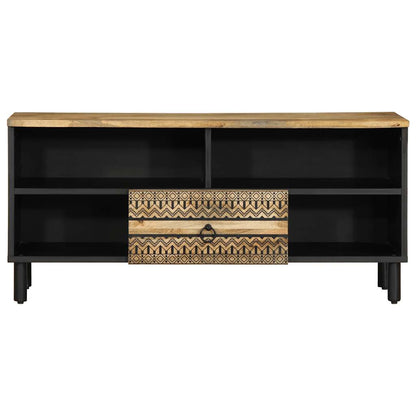 TV Cabinet Black 100x33.5x46 cm Solid Rough Wood Mango
