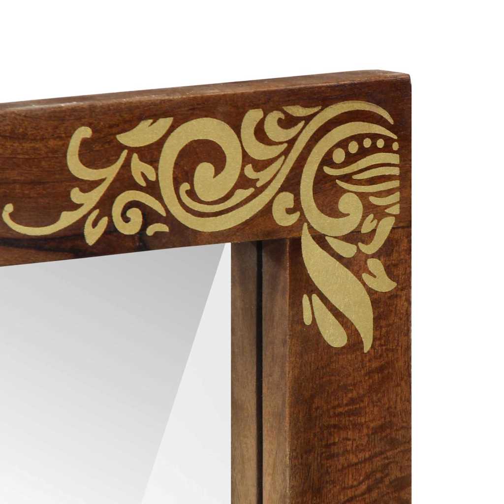 Bathroom Mirror Brown 50 x 70 x 3 cm Solid Mango wood and Glass