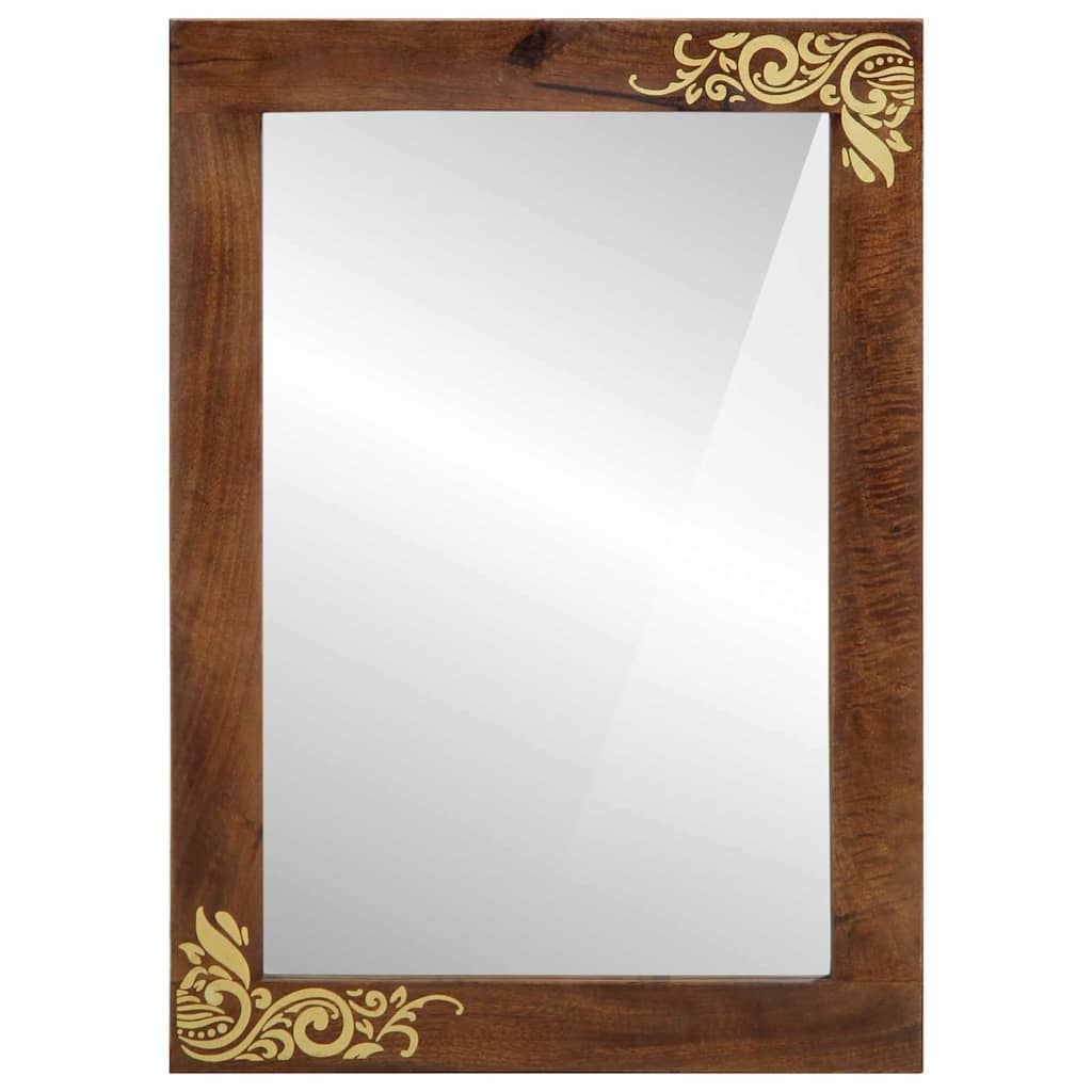 Bathroom Mirror Brown 50 x 70 x 3 cm Solid Mango wood and Glass