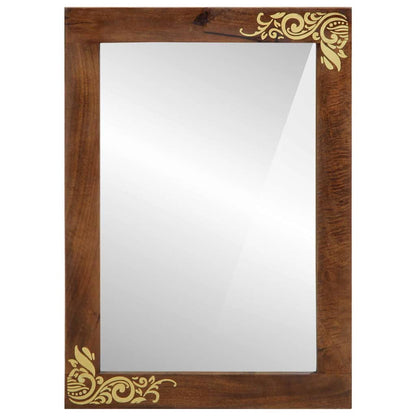 Bathroom Mirror Brown 50 x 70 x 3 cm Solid Mango wood and Glass