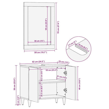 Bathroom Mirror Brown 50 x 70 x 3 cm Solid Mango wood and Glass