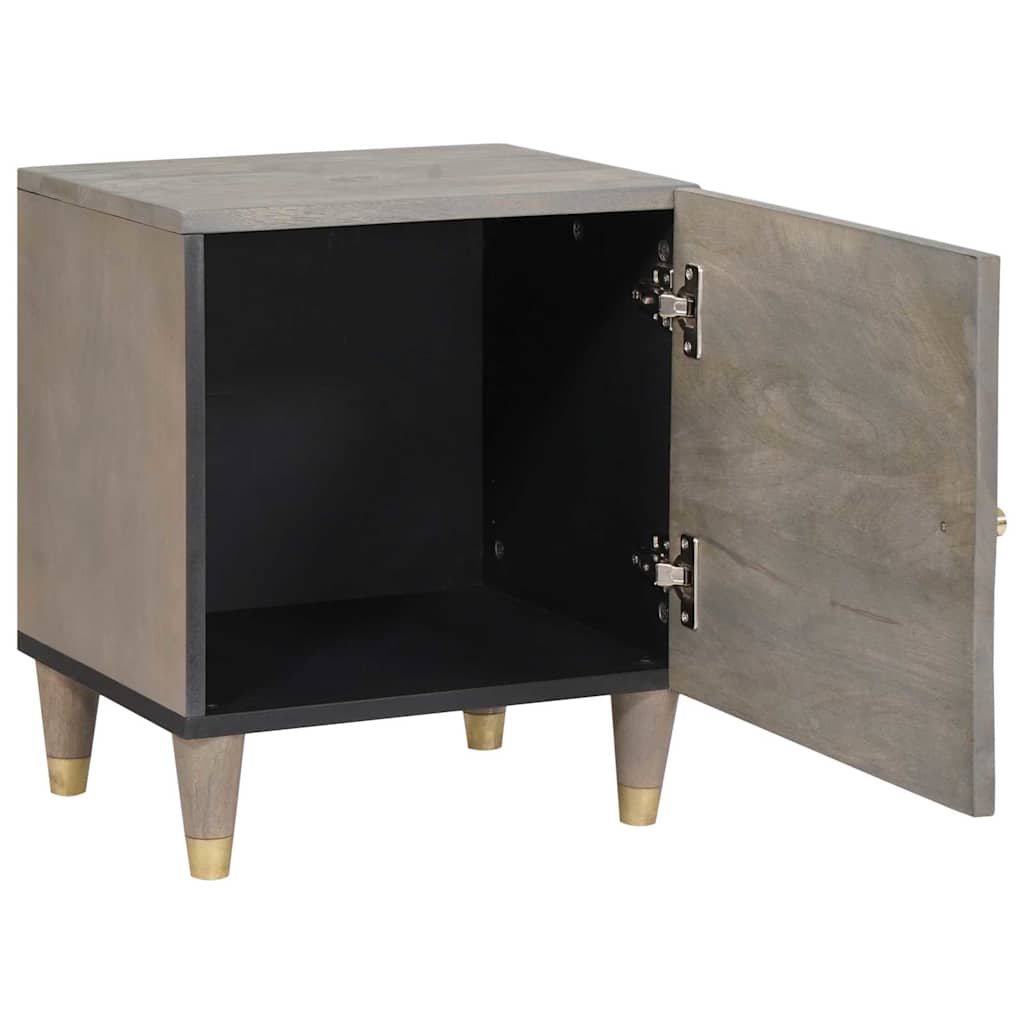 Bedside Cabinet Grey 40 x 33 x 46 cm Solid mango wood